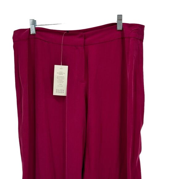 EILEEN FISHER Rhapsody 100% Silk Georgette L Crepe Straight Pant NWT MSRP 248 - Picture 4 of 11